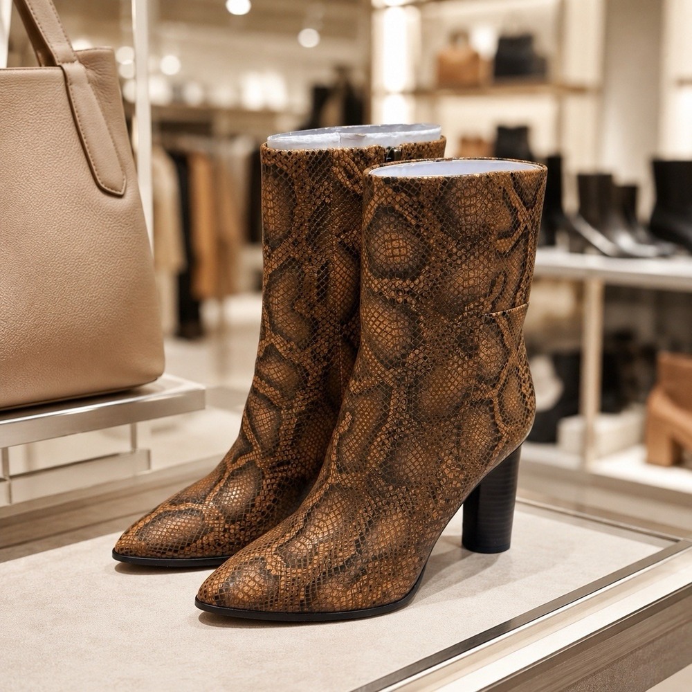 NEW IN BOX Paige Kaylee Boot in Snake Embossed Goat Leather Chic Luxury‎ 9.5